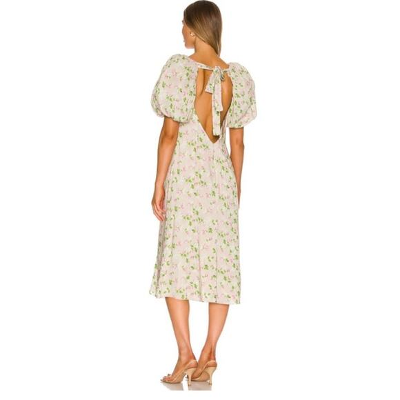 Revolve LPA Hartley Midi Dress Size Medium Floral Puff Sleeve Coquette Feminine - Picture 14 of 14